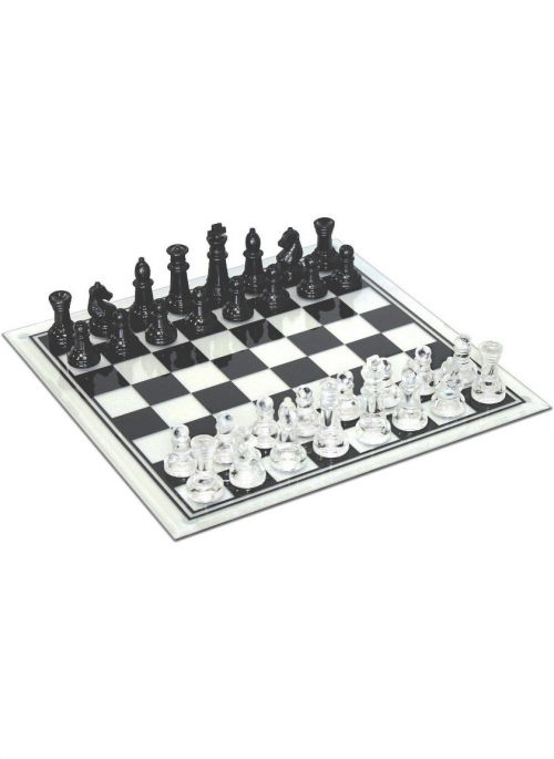 vervaldatum Onhandig Vrijlating Glazen schaakspel 35 cm - zwarte en doorzichtige schaakstukken -  Raindroptime