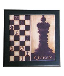 Ceramic decorative tile with wooden frame - Chess Queen