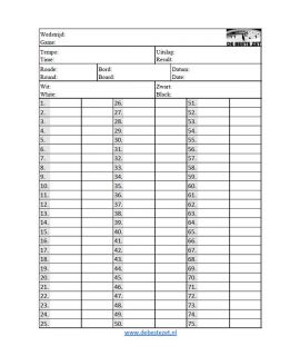 Score sheets single - Pack of 100