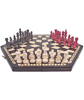 Small 3 player chess set - 160 x 280 x 40 mm - king height 50 mm