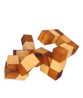 Large wooden snake cube puzzle