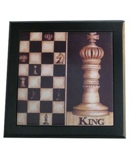 Ceramic decorative tile with wooden frame - Chess King