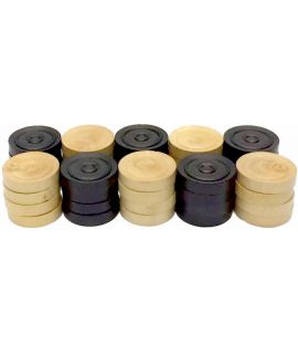 Checkers 28 mm 2 x 20 pieces ebonized boxwood - tournament style in wooden box- size 4