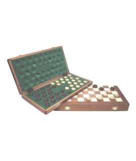 Draughts travel set 39 x 19 cm inlaid