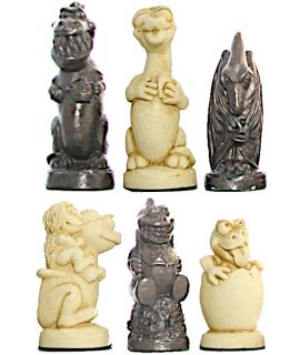Dinosaur plain theme chess pieces