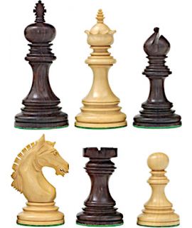 Epic Staunton schaakstukken - chikri & ebbenhout verzwaard - koningshoogte 108 mm (#8)