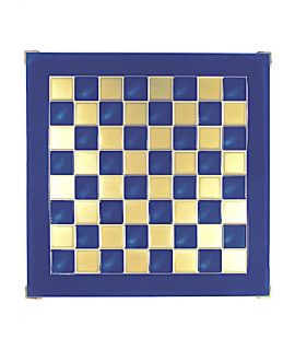 Schaakbord messing en blauw emaille 28 cm - maat 00