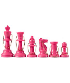 Pink chess key ring set