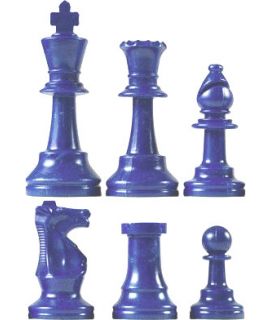 Chess pieces plastic blue - king height 95mm