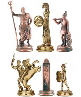 Schaakstukken Poseidon goud en brons - koning 1103 mm - maat 6