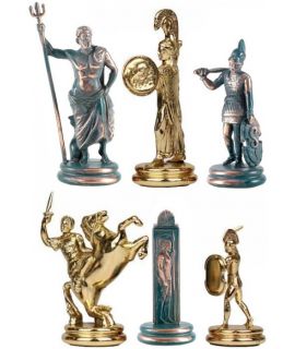 Schaakstukken Poseidon goud en antiek koper - koning 1103 mm - maat 6