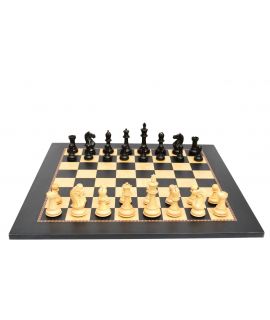 Chess pearl and checkers set 35 cm with traditional burn technique