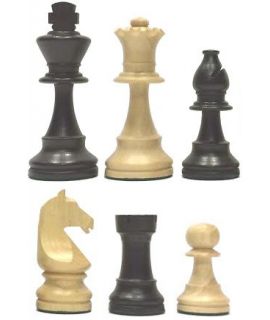 Chess pieces Staunton 5 tournament style weighted ebonized black boxwood - german knight in wooden box