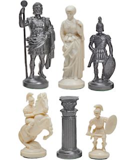 Romeinse kunststof wit - zwarte schaakstukken - koningshoogte 96 mm - maat 6